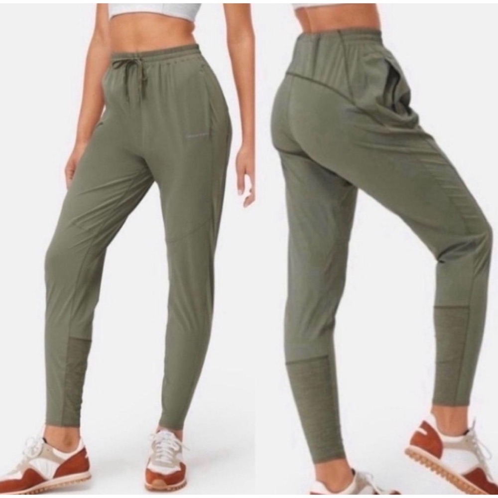 Outdoor Voices Techsweat Nylon Track‎ Pants Green Hiking Activewear Womens XL